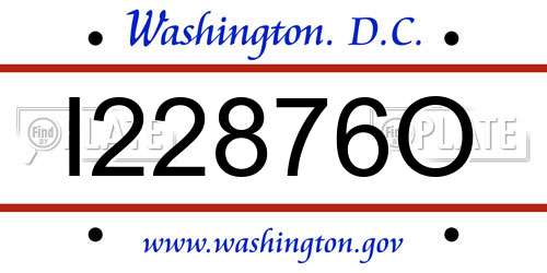 I22876O District Of Columbia License Plate