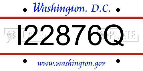 I22876Q District Of Columbia License Plate