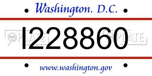 I228860 District Of Columbia License Plate