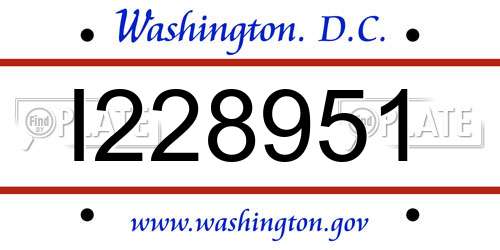 I228951 District Of Columbia License Plate