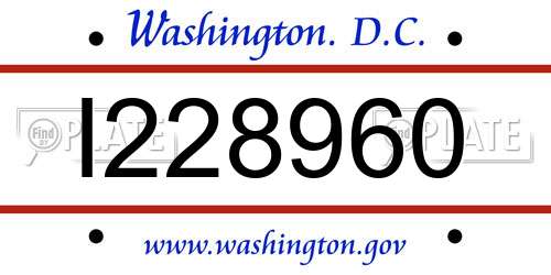 I228960 District Of Columbia License Plate