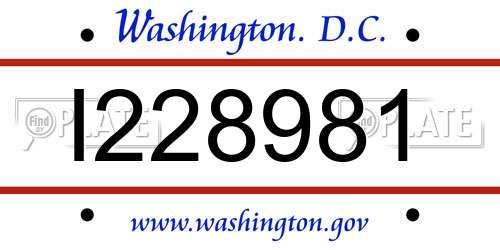I228981 District Of Columbia License Plate