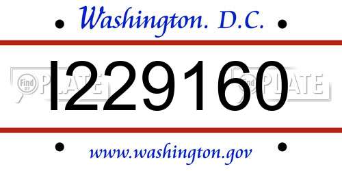 I229160 District Of Columbia License Plate
