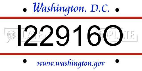 I22916O District Of Columbia License Plate