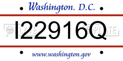 I22916Q District Of Columbia License Plate