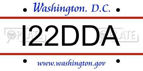 I22DDA District Of Columbia License Plate