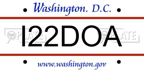 I22DOA District Of Columbia License Plate