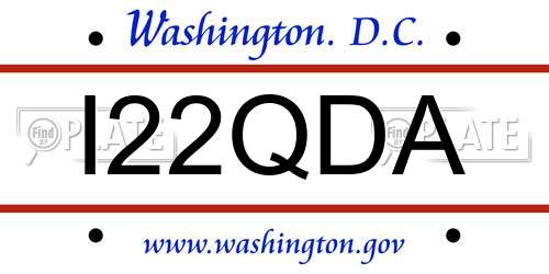 I22QDA District Of Columbia License Plate