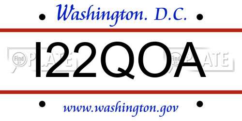 I22QOA District Of Columbia License Plate