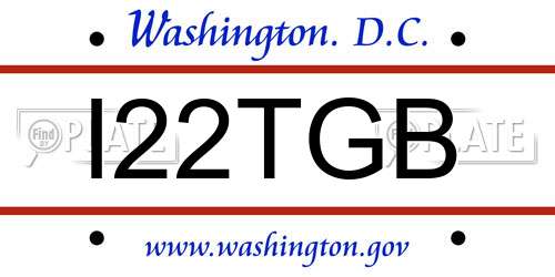 I22TGB District Of Columbia License Plate