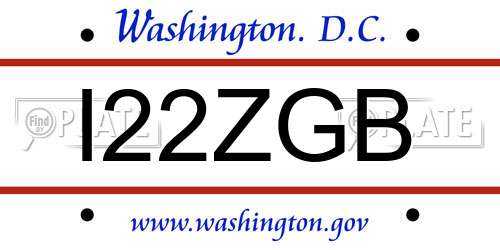 I22ZGB District Of Columbia License Plate