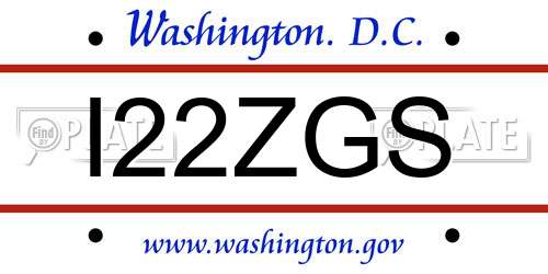 I22ZGS District Of Columbia License Plate