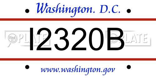I2320B District Of Columbia License Plate