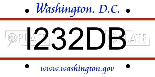 I232DB District Of Columbia License Plate