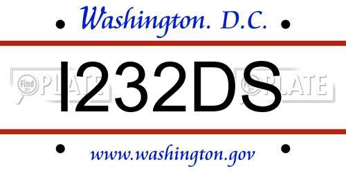 I232DS District Of Columbia License Plate