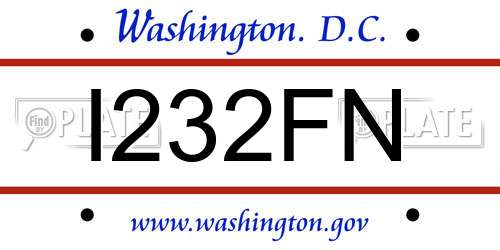 I232FN District Of Columbia License Plate