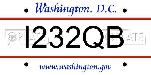 I232QB District Of Columbia License Plate
