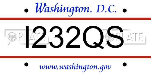 I232QS District Of Columbia License Plate