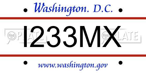 I233MX District Of Columbia License Plate