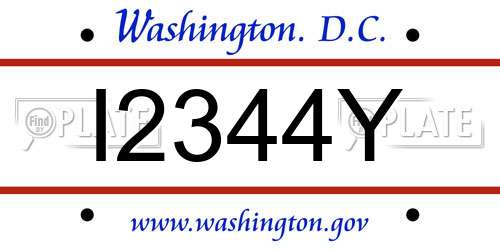 I2344Y District Of Columbia License Plate