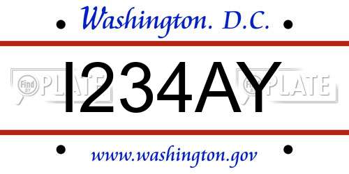 I234AY District Of Columbia License Plate