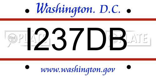 I237DB District Of Columbia License Plate