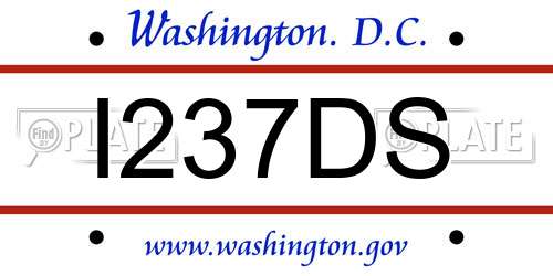 I237DS District Of Columbia License Plate