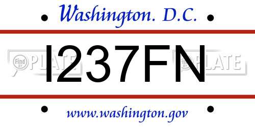 I237FN District Of Columbia License Plate