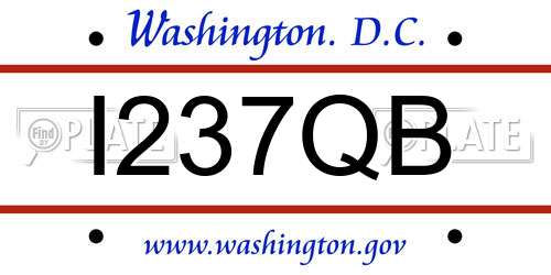 I237QB District Of Columbia License Plate