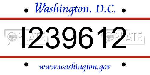 I239612 District Of Columbia License Plate