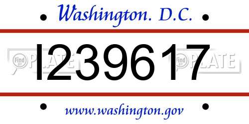 I239617 District Of Columbia License Plate