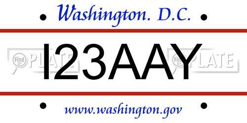 I23AAY District Of Columbia License Plate