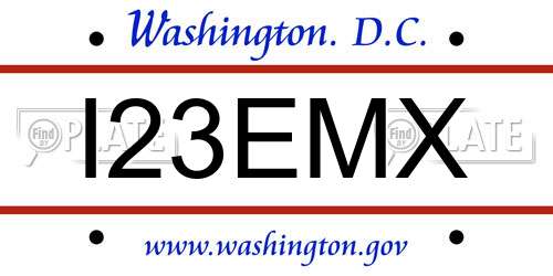 I23EMX District Of Columbia License Plate