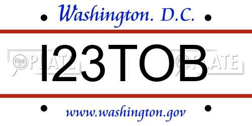 I23TOB District Of Columbia License Plate