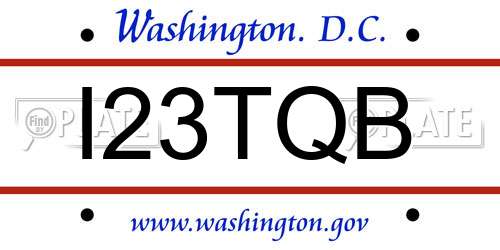I23TQB District Of Columbia License Plate