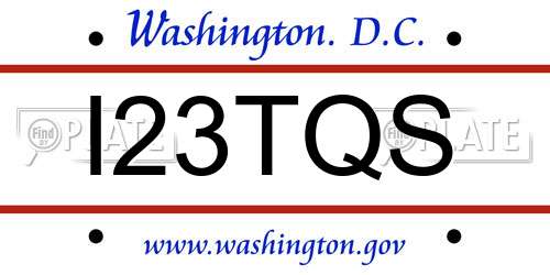 I23TQS District Of Columbia License Plate