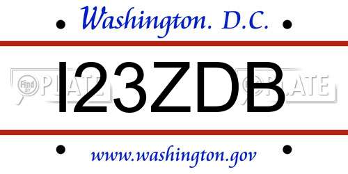 I23ZDB District Of Columbia License Plate