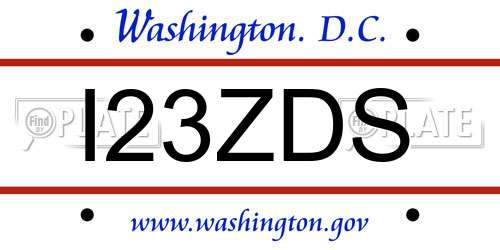 I23ZDS District Of Columbia License Plate