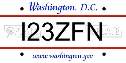 I23ZFN District Of Columbia License Plate