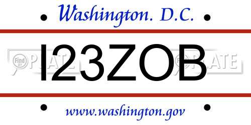I23ZOB District Of Columbia License Plate