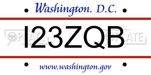 I23ZQB District Of Columbia License Plate