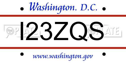I23ZQS District Of Columbia License Plate