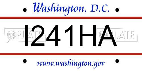 I241HA District Of Columbia License Plate