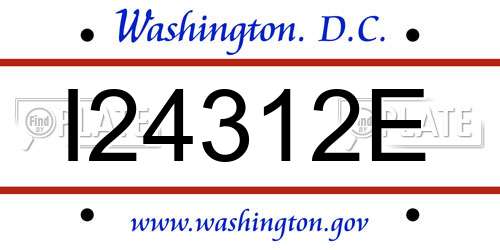 I24312E District Of Columbia License Plate