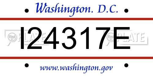 I24317E District Of Columbia License Plate