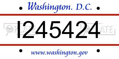 I245424 District Of Columbia License Plate