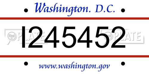 I245452 District Of Columbia License Plate