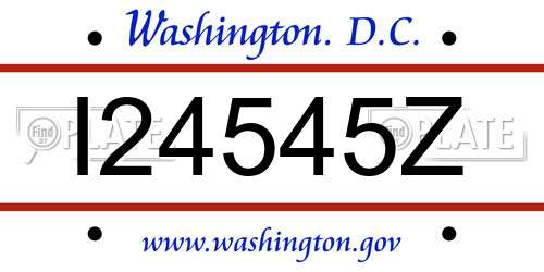 I24545Z District Of Columbia License Plate