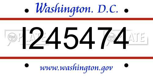 I245474 District Of Columbia License Plate