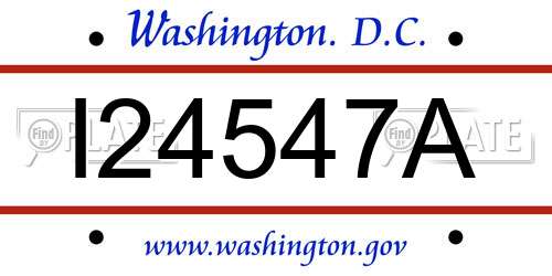 I24547A District Of Columbia License Plate